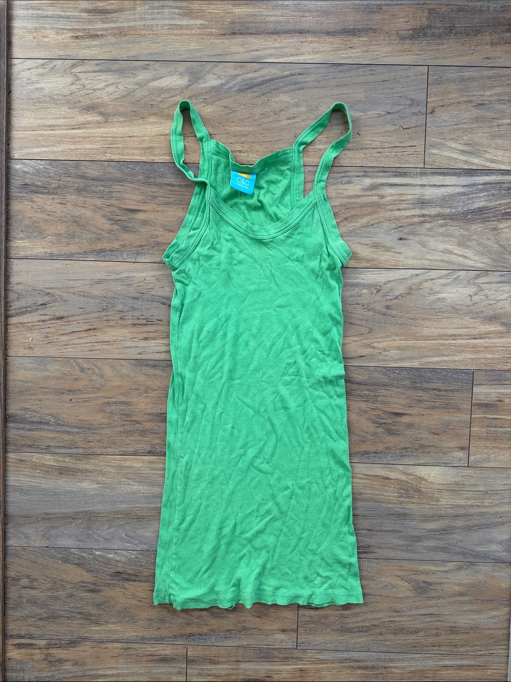 C&C California Bright Green Ribbed Tank Top
